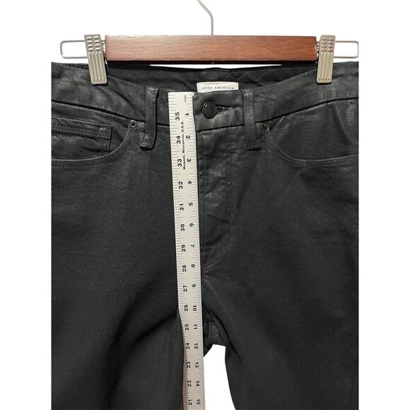 Good American Good Classic Coated Black Straight Leg Jeans Size 6/28 Stretch - Picture 11 of 11